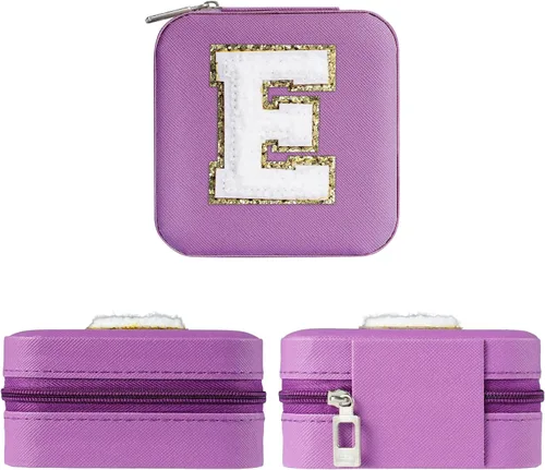 Miniatura 3 de Joyero pequeño para niñas, joyero con inicial de viaje para niñas Caja organizadora de joyas pequeña Joyero de viaje organizador de joyero Mini