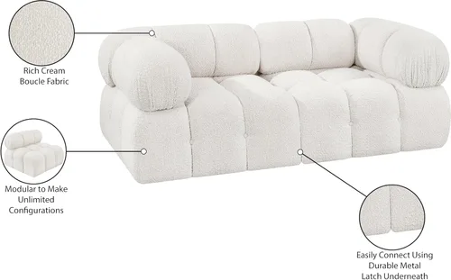 Miniatura 11 de Meridian Furniture 611Cream-S68A Colección Ames Moderno Sofá modular contemporáneo con tela de boucle color crema, modular para crear