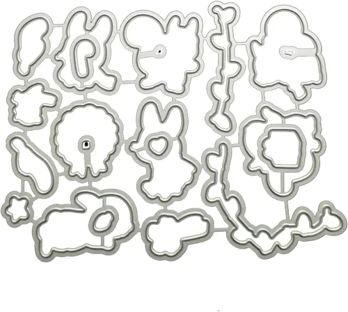 Miniatura 7 de Juego de sellos y troqueles de silicona transparente de conejo de ardilla para hacer tarjetas, troqueles de corte de metal para álbumes de recortes