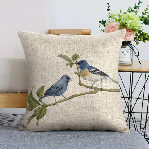 Miniatura 7 de Fundas de almohada decorativas de lino con diseño de pájaro en acuarela de 18 x 18 pulgadas para sofá, dormitorio, sala de estar y automóvil