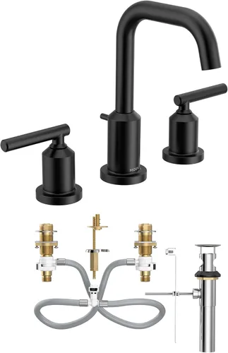 Miniatura 12 de Moen Gibson Cromo Grifo de baño de arco alto de 8 pulgadas con dos manijas y montaje generalizado moderno, requiere válvula, T6142