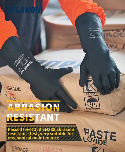 Miniatura 4 de LANON Guantes de goma resistentes a productos químicos, guantes de trabajo de seguridad reutilizables y resistentes, protección contra ácidos