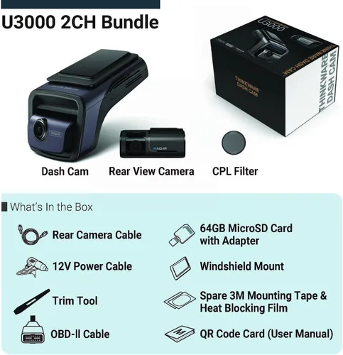 Miniatura 2 de THINKWARE U3000 4K Dash Cam delantera y trasera 2CH STARVIS 2 Sensor visión nocturna súper visión para cámara de coche 5GHZ WiFi GPS Radar modo