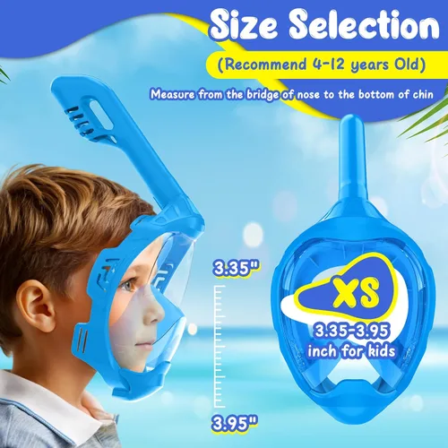 Miniatura 4 de Kids Full Face Snorkel Mask, Snorkeling Gear for Kids, Kids Scuba Mask and Snorkel, Diving Mask, Snorkeling Set, 180 Degree Panoramic View Anti-Fog
