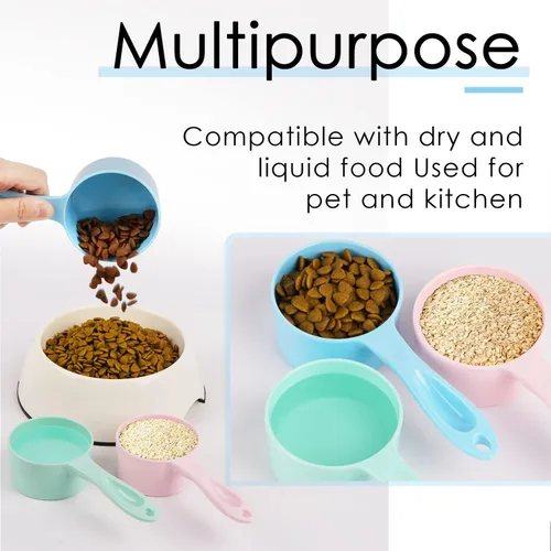 Miniatura 4 de Super Design Cuchara medidora de melamina para perros, 1 taza, para perros, gatos, pájaros y conejos, cuchara de alimentación para mascotas, apta