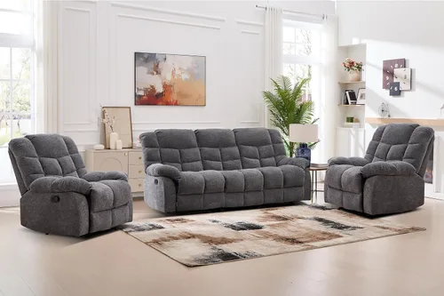 Miniatura 26 de CANMOV Silla reclinable manual, sofá reclinable individual con respaldo y reposabrazos sobrerelleno para sala de estar, muebles de dormitorio