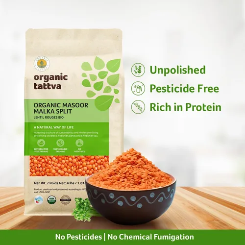 Miniatura 5 de Organic Tattva Lentejas rojas divididas (4 libras) – Lentejas rojas Masoor Dal orgánicas, sin gluten, veganas y kosher – Lentejas secas, sin pulir