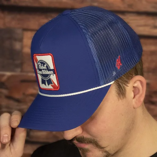 Miniatura 5 de HOOEY Gorra de camionero ajustable con cierre de malla y espalda de malla con licencia oficial de Pabst Blue Ribbon