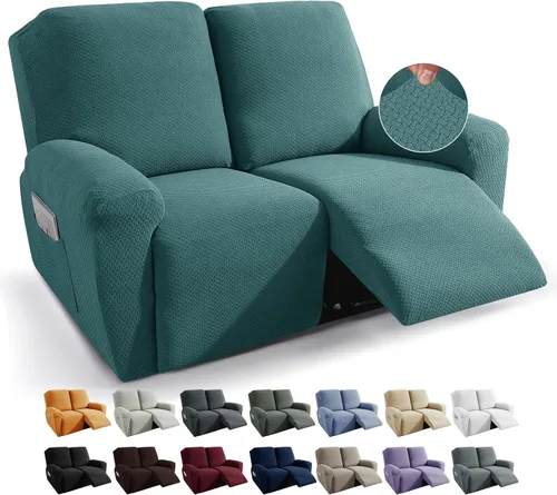 Miniatura 18 de JIVINER Fundas de sofá reclinable de 8 piezas, fundas elásticas de jacquard para sofá reclinable, fundas para sala de estar, protector suave de 3