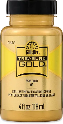 Miniatura 21 de FolkArt Treasure Brilliant - Pintura metálica, 4 onzas, oro verde Verde dorado