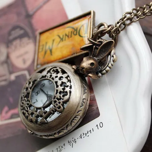 Miniatura 5 de Vintage Drink Me - Reloj de bolsillo con collar de cuarzo Alicia en el país de las maravillas
