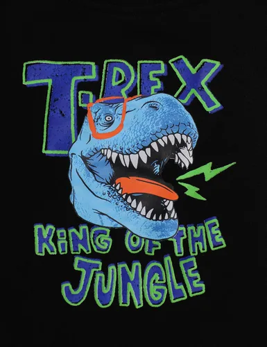 Miniatura 8 de KANGKANG Conjunto de sudadera de manga larga con estampado de letras para niños pequeños, conjunto de pantalones con estampado de dinosaurio