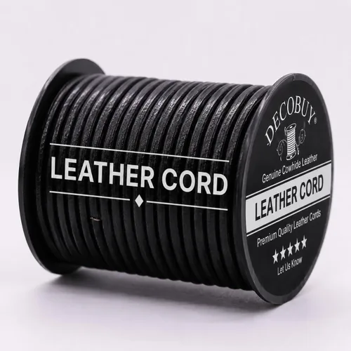 Miniatura 10 de Cordón de cuero redondo de 1 mm, cuerda de 27 yardas para hacer joyas, pulseras, collares, trenzado Kumihimo, envolturas, manualidades, pasatiempos
