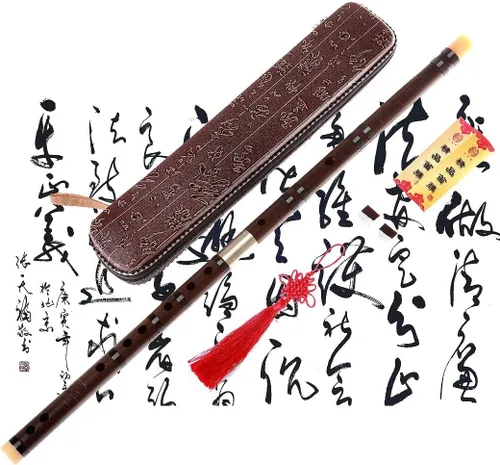Miniatura 8 de Flauta profesional Dizi, NICOSHINE Instrumento chino envejecido palisandro Dizi C clave