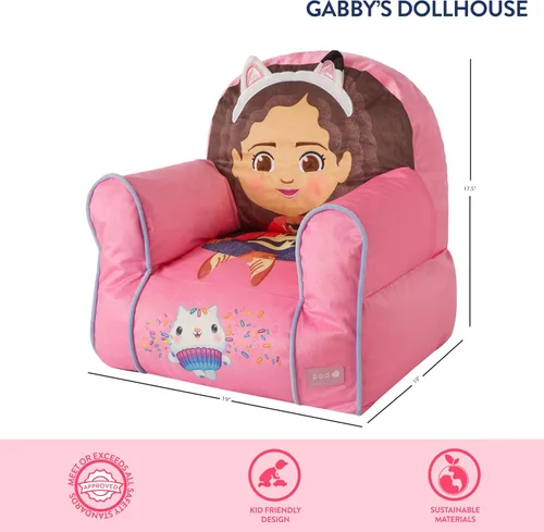 Miniatura 3 de Idea Nuova Gabby's Dollhouse Sillón Sofá Tipo Puf Suave y Cómodo con Temática para Niños