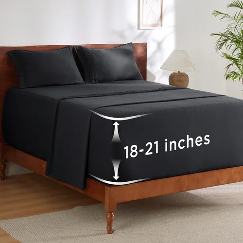 Miniatura 21 de Bedsure Juego de Sábanas King de Bolsillo Profundo - Se Adapta a Colchones de Hasta 21 Pulgadas de Grosor - 4 Piezas Sábanas de Cama GentleSoft