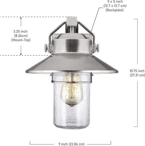 Miniatura 6 de Feiss OL13900PBS Boynton StoneStrong - Farol de pared para iluminación de patio al aire libre, níquel satinado, 1 luz