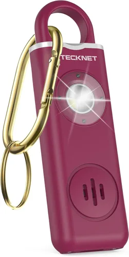 Miniatura 8 de TECKNET Alarma de seguridad personal recargable para mujeres, alarma de llavero de autodefensa de 130 dB con luz estroboscópica SOS, aviso de Azul