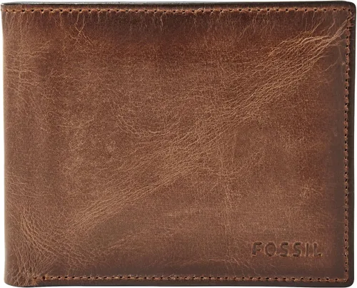 Fossil Derrick - Cartera de piel con bloqueo RFID y funda extraíble para tarjetas