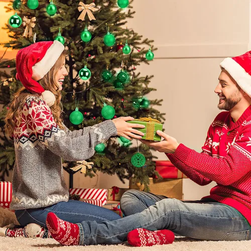 Miniatura 4 de Aitsite Juego de 100 adornos para árbol de Navidad, mini bolas navideñas irrompibles para decoraciones navideñas (verde)