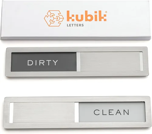 Imán limpio/sucio para lavavajillas, Kubik Letters Premium Acero Inoxidable Grado 304, Organizadores de Cocina y Accesorios de Decoración de Acero