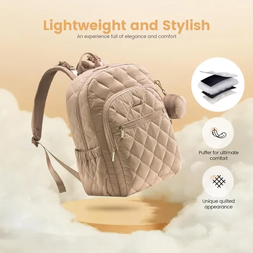 Miniatura 4 de LOVEVOOK Mochila para pañales, bolsa de pañales acolchada para bebé con bolsillos aislados, mochila de pañales de viaje para niños y niñas con Caqui