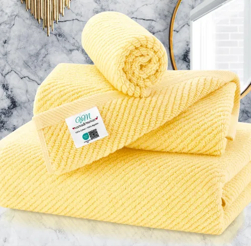 Miniatura 26 de VOOVA & MOVAS Toallas de baño amarillas – 100% algodón Secado rápido Peso Gruesas Suave, juego de 6 toallas de baño, 2 toallas grandes de 30