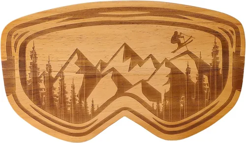 Miniatura 20 de Creative Gifts International Après - Tabla de madera de esquí Tabla de servir de 10 x 15 pulgadas Plato de madera para cortar y servir Caja