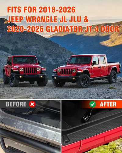 Miniatura 2 de Kit de protectores de umbral SUPAREE para JL Wrangler con logotipo 1941, protectores de entrada de puerta de goma negra para Jeep JLU JT 4 puertas