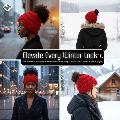 Miniatura 24 de Funky Junque - Gorro para mujer con ranura para cola de caballo