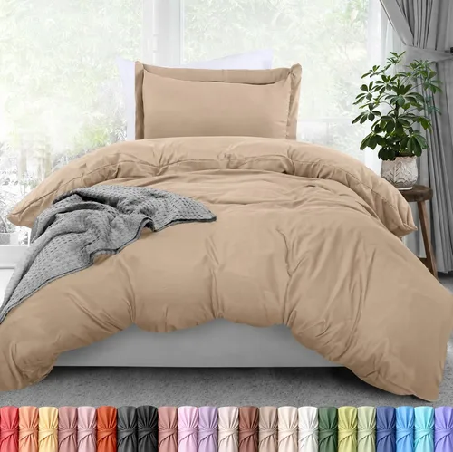 Miniatura 52 de Utopia Bedding Juego de funda de edredón tamaño individual - 2 piezas con cierre de cremallera - 1 funda de edredón 68X90 pulgadas y 1 funda de Beige