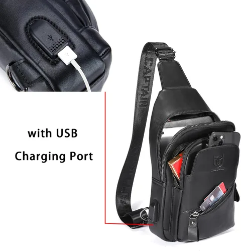 Miniatura 104 de LUKZIJAES Bolso bandolera de cuero genuino para hombre