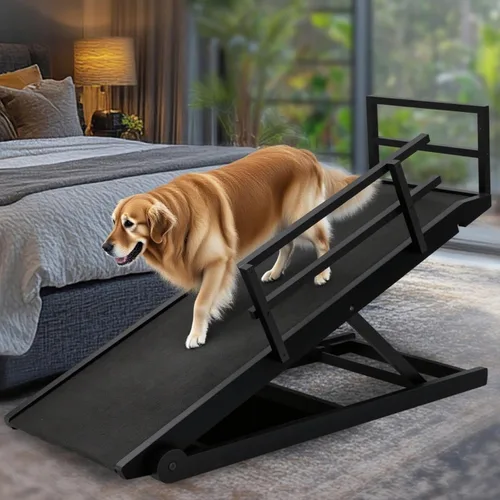 Miniatura 10 de Rampa para Perros para Cama, Rampa Ajustable de 5 Niveles para Camas Altas, Rampa de Alta Tracción con Alfombrilla de Goma de Actualización