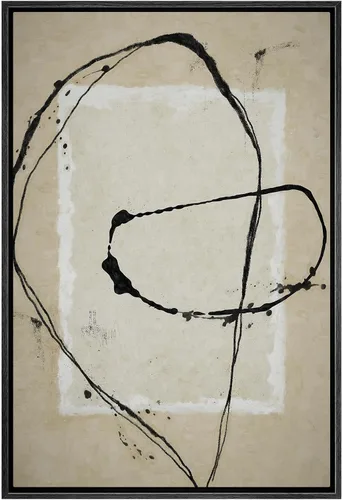 Miniatura 7 de SIGNWIN - Lienzo enmarcado para pared, patrón de anillo circular en negro, gris y blanco, formas abstractas, ilustraciones, arte moderno