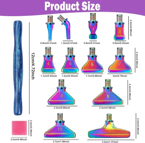 Miniatura 5 de Snewvie Juego de herramientas de accesorios para bolígrafos de pintura de diamante, 3 bolígrafos de arte de diamante con purpurina y 12 puntas