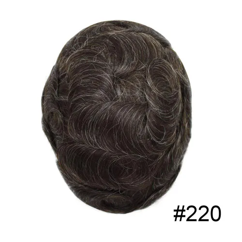 Miniatura 2 de Cabello humano para hombres, maravillas de cabello para hombre, piezas de pelo tipo tupé, todo en V, artesanía, 0.001-0.002 in, piezas de pelo