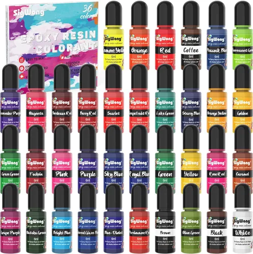 Pigmento de resina epoxi – Colorante líquido translúcido de 36 colores, tinte altamente concentrado para hacer joyas de bricolaje, pintura AB, 36