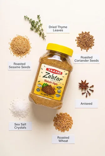 Miniatura 4 de Tazah Zaatar - Mezcla de tomillo con mezcla de especias de zatar sirio de 16 onzas, Halabi Za'atar en tarro