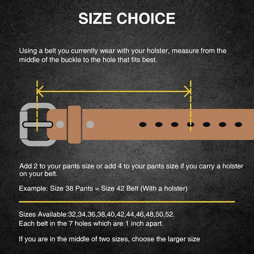 Miniatura 6 de Leather Gun Belt for Men - 1.5" Concealed Carry Belt - Heavy Duty & Durable