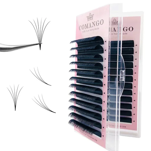 Miniatura 20 de Extensiones de pestañas en racimo de pestañas DIY Curl C/D Comango Mega Volumen, Pestañas Individuales Extensiones de Pestañas Extensiones