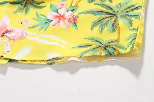Miniatura 7 de SSLR Camisa hawaiana para niños grandes, camisa hawaiana para niños, camisa de flamencos, camisa Luau de manga corta para niños