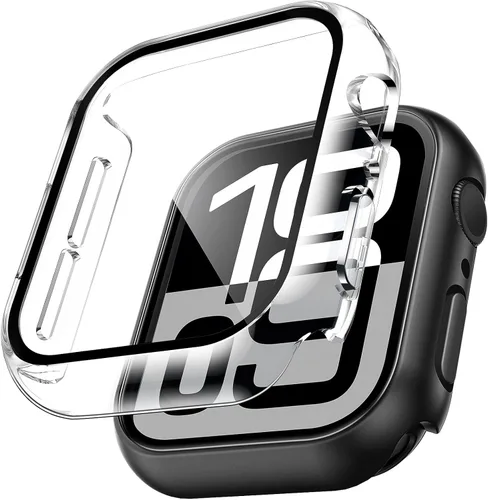 Miniatura 23 de TAURI - Juego de 2 carcasas rígidas para Apple Watch SE Series 6, 5, 4, 1.732 in (44mm), protector de pantalla integrado de cristal templado 9H, Azul
