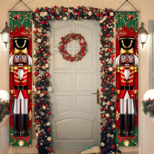 Miniatura 4 de Decoraciones navideñas negras de soldados de Navidad, pancarta para puerta, porche, decoración al aire libre, Navidad, invierno, vacaciones, hogar