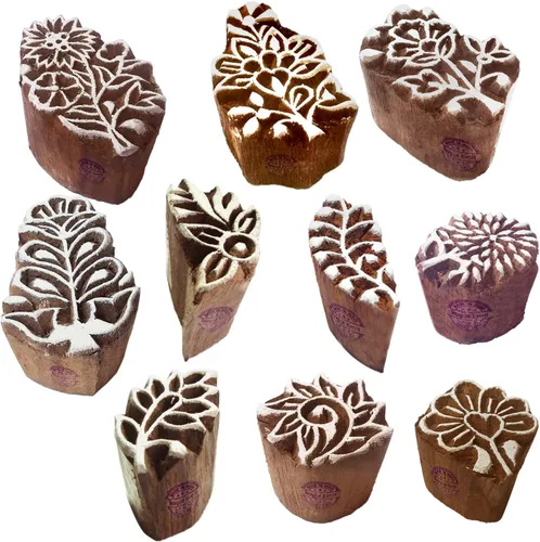 Miniatura 20 de Sellos de impresión de arcilla Arty Crafty pequeños bloques de madera con forma floral (juego de 10) Htag2101