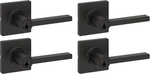 Miniatura 25 de Kwikset Casey - Manija de puerta de paso interior, palanca para puertas de armario y pasillo, manija reversible sin bloqueo, negro mate
