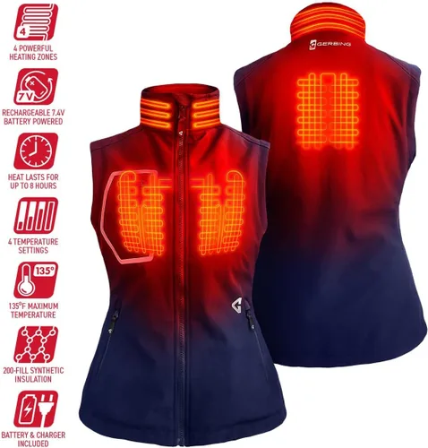 Miniatura 5 de Gerbing 7V Torrid 2.0 Softshell Chaleco para mujer, funciona con pilas, 8 horas de tiempo de funcionamiento
