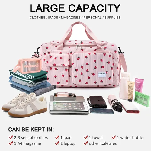 Miniatura 137 de Pequeña bolsa de gimnasio para mujer, bolsa de viaje con compartimento para zapatos