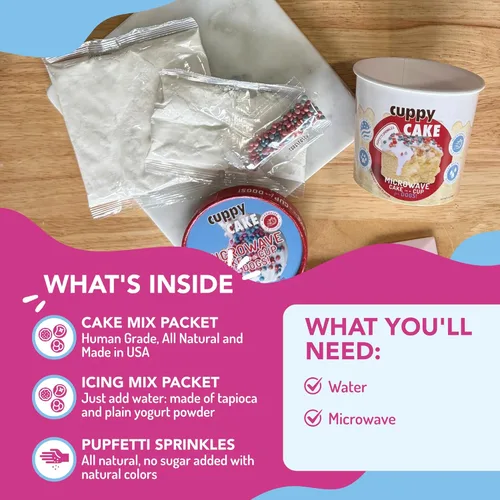 Miniatura 3 de Cuppy Cake - Pastel de cumpleaños para perro en microondas en una taza, listo en 2 minutos, solo tienes que añadir agua y microondas, todo natural