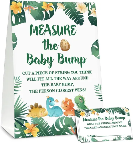 Miniatura 9 de DETIHO Tarjetas de juego de dinosaurio para baby shower, 1 letrero de sugerencia de nombre de bebé con 50 tarjetas de relleno, juego de fiesta