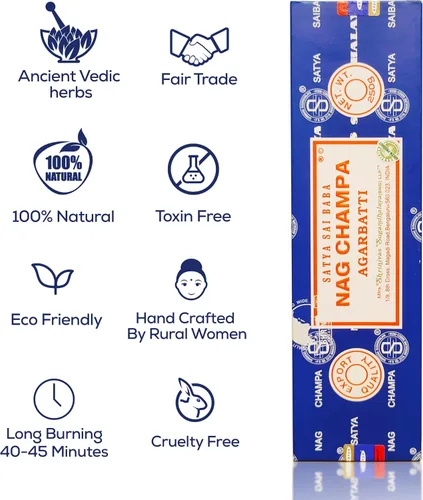 Miniatura 6 de Satya Nag Champa - Varillas de incienso Bangalore, paquete de 250 gm, natural, enrollado a mano, no tóxico, juego de insense Nagchampa BNG